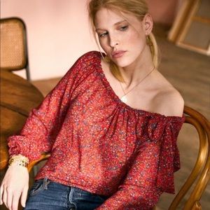 Sezane Gladys off shoulder blouse Floral FR36
